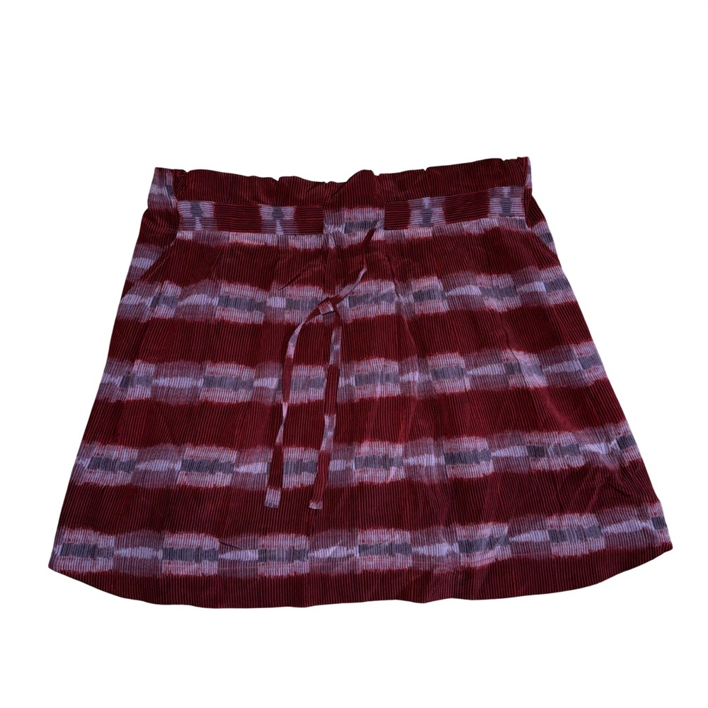See‎ by Chloe Silk Mini Skirt Womens 2 Burgundy Stripe Elastic Waist Excellent